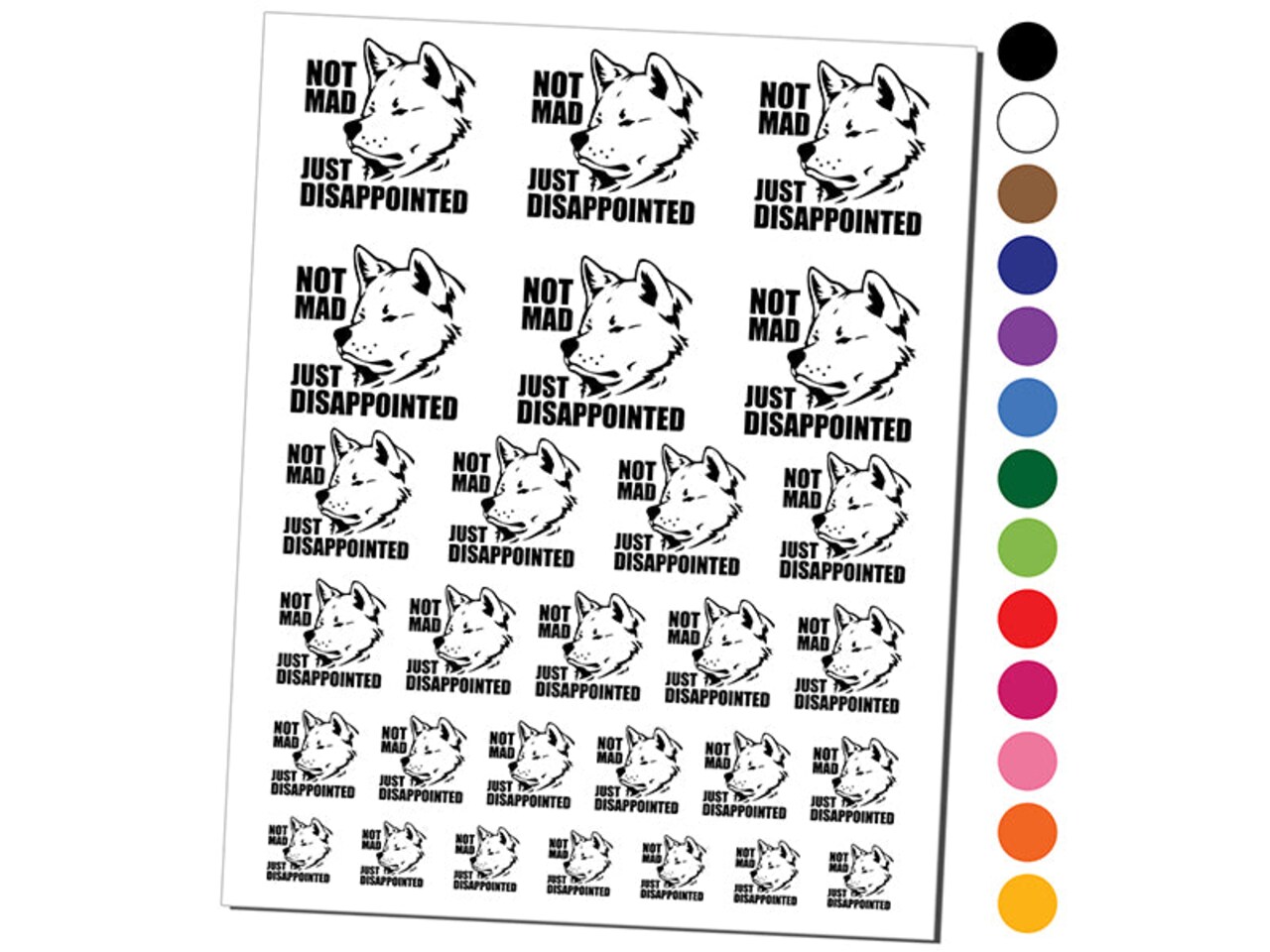 Not Mad Just Disappointed Akita Dog Temporary Tattoo Water Resistant Fake Body Art Set Collection